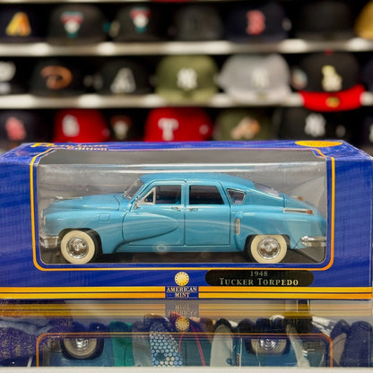 American Mint 1948 Tucker Torpedo Studebaker Metallic Blue 1/18 Scale Diecast Model Car | New - Product Image