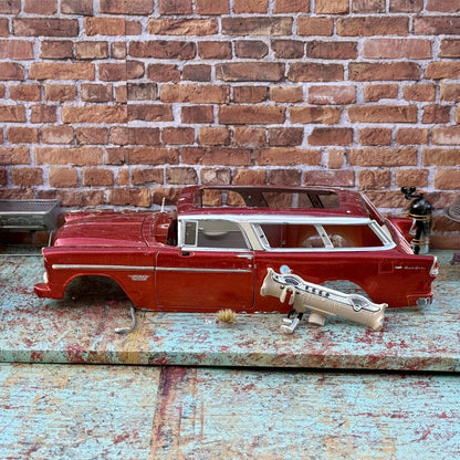 American Muscle 1955 Chevrolet Bel Air Pearl Red 1/18 Scale Diecast Model Car | Parts Car - Product Image