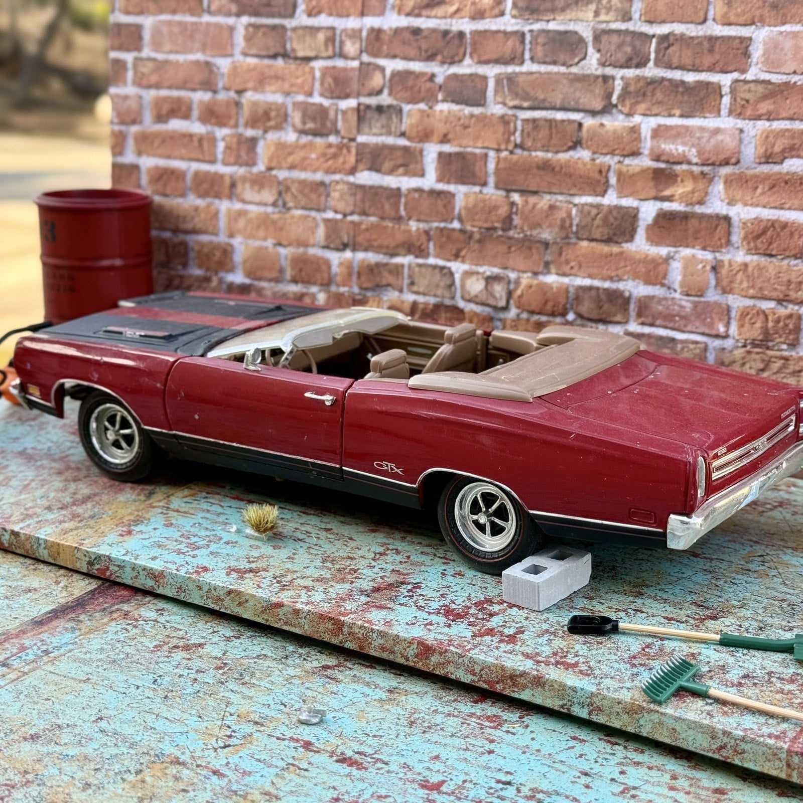 American Muscle 1969 Plymouth GTX Hemi Red 1/18 Scale Diecast Model Car | Parts Car - Product Image