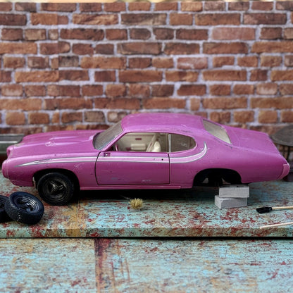 American Muscle 1969 Pontiac GTO Pink 1/18 Scale Diecast Model Car | Parts Car - Product Image