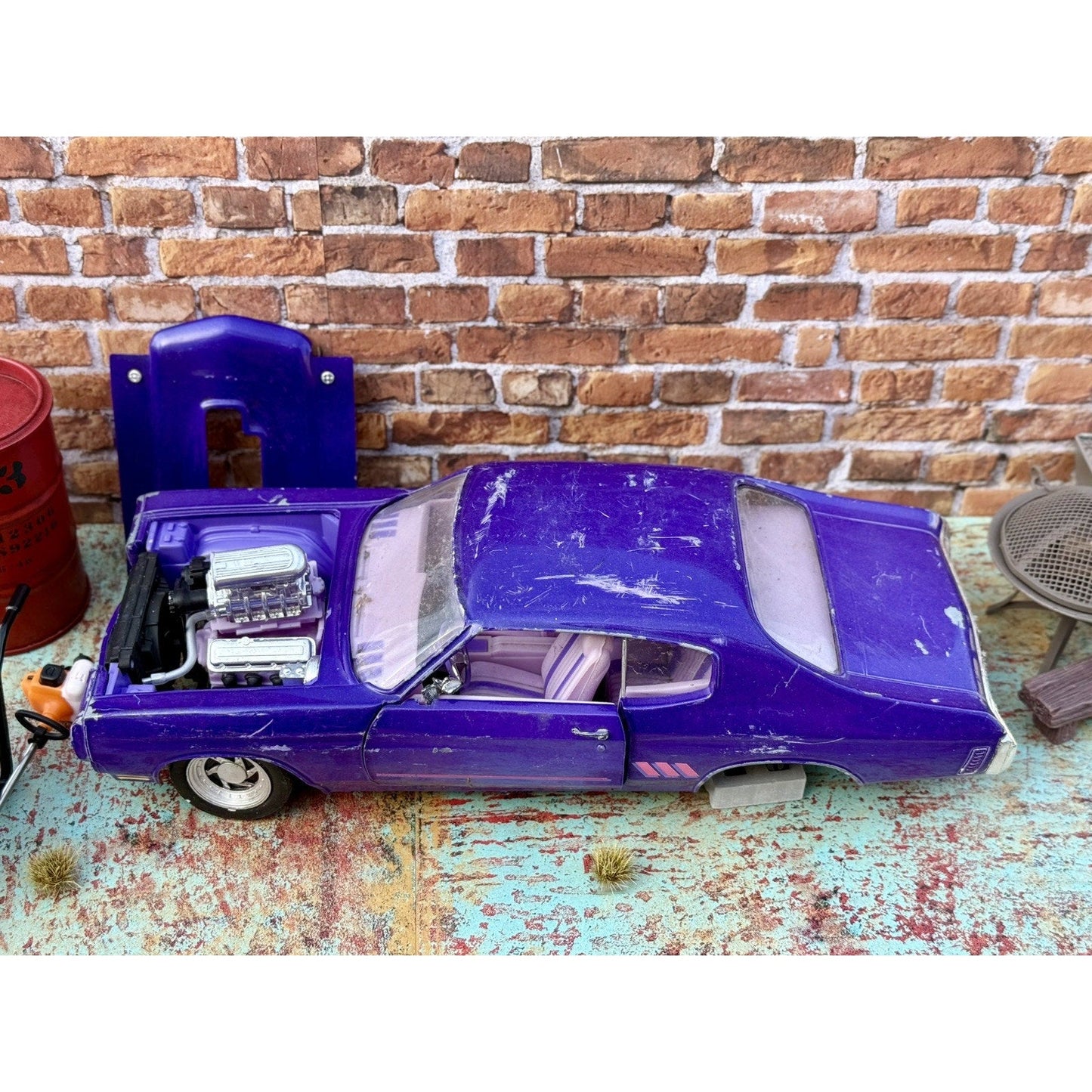 American Muscle 1970 Chevy Chevelle Purple 1/18 Scale Diecast Model Car | Parts Car - Product Image