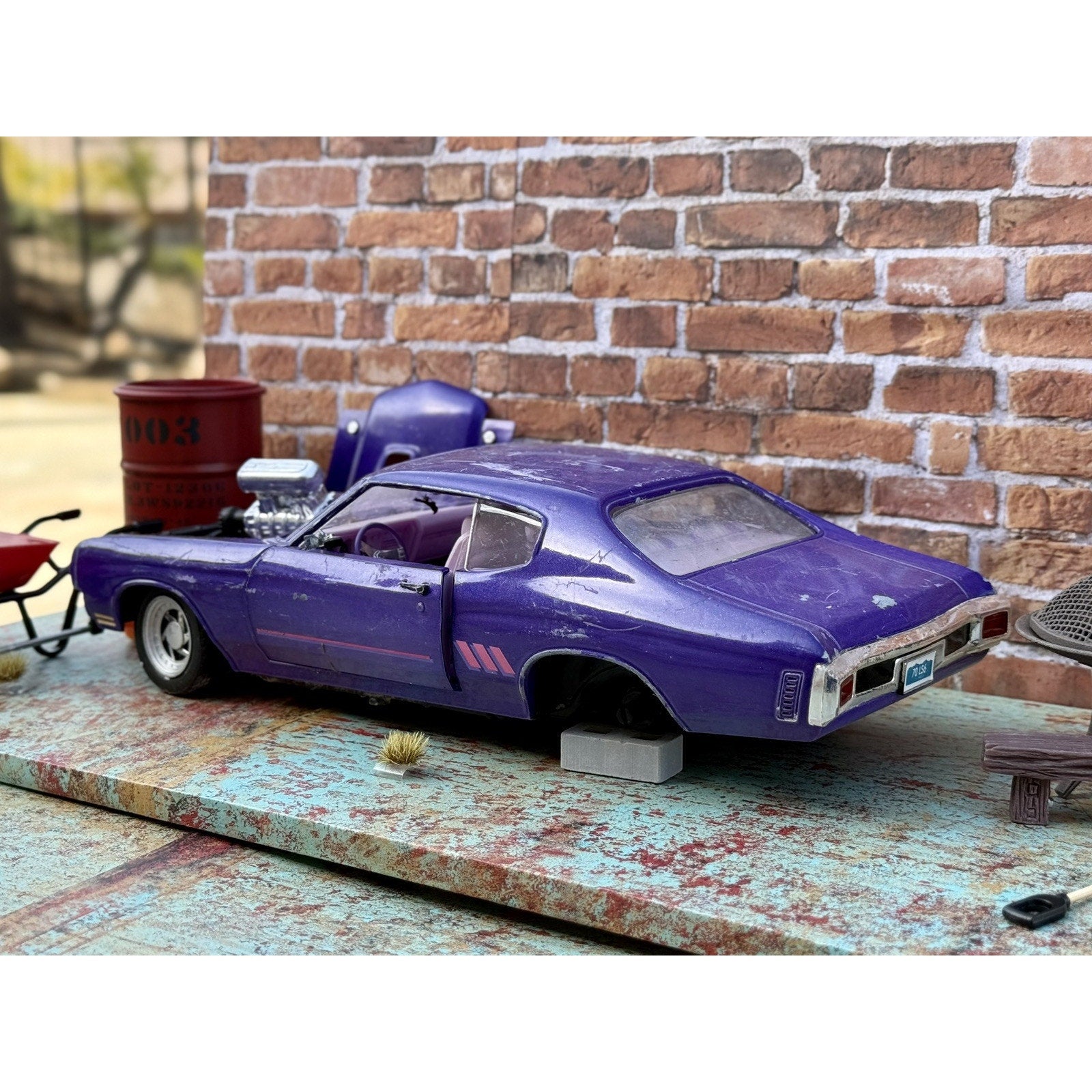American Muscle 1970 Chevy Chevelle Purple 1/18 Scale Diecast Model Car | Parts Car - Product Image