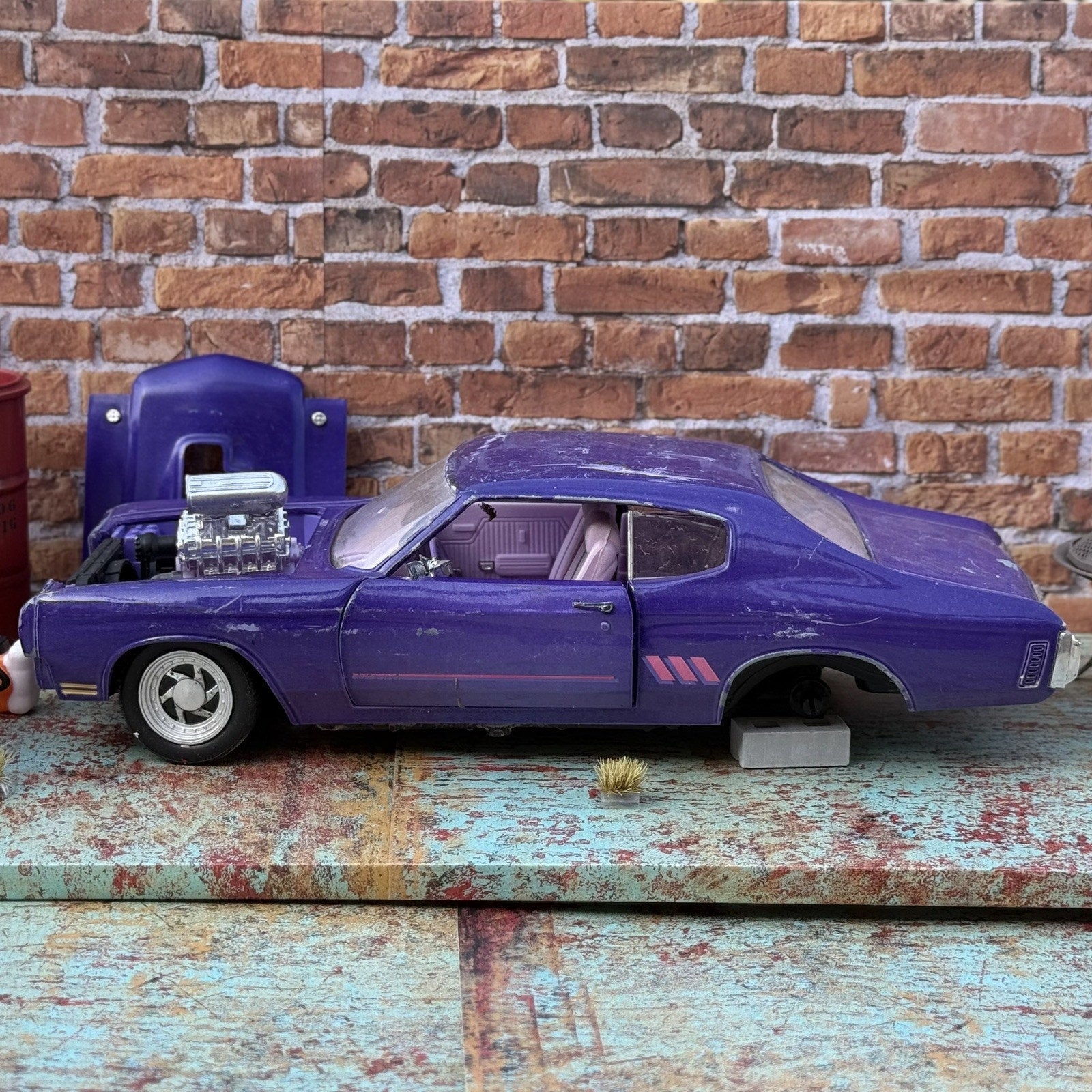 American Muscle 1970 Chevy Chevelle Purple 1/18 Scale Diecast Model Car | Parts Car - Product Image