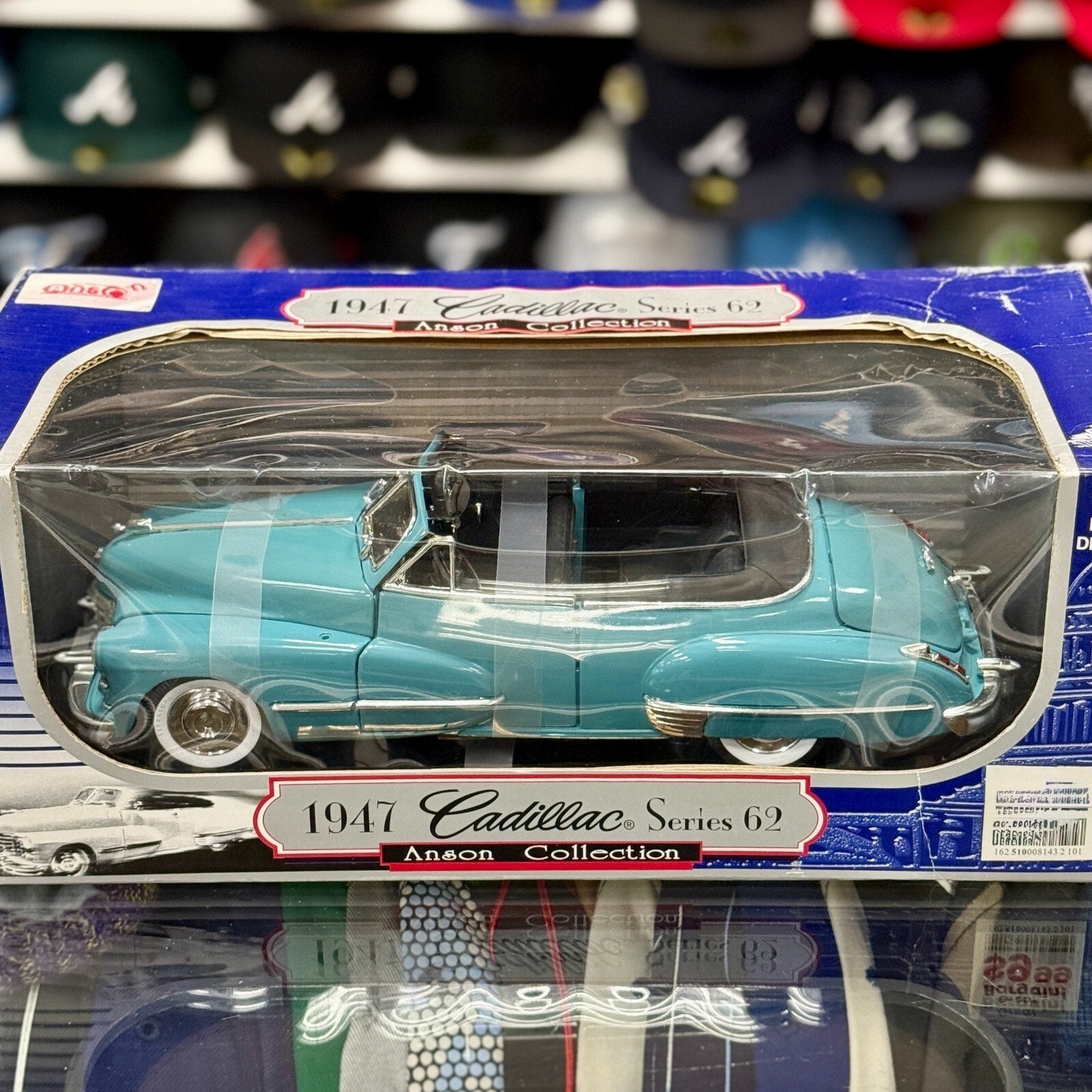 Anson 1947 Cadillac Series 62 Convertible Aqua 1/18 Scale Diecast Model Car | New - Product Image