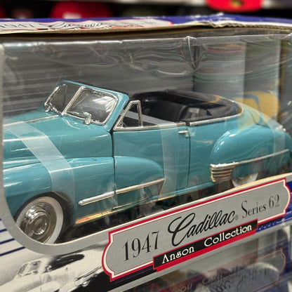 Anson 1947 Cadillac Series 62 Convertible Aqua 1/18 Scale Diecast Model Car | New - Product Image