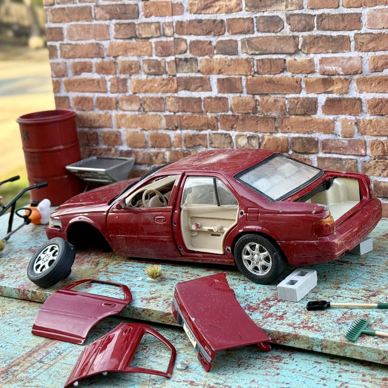 Anson 1998 Cadillac Seville STS Red 1/18 Scale Diecast Model Car | Parts Car - Product Image