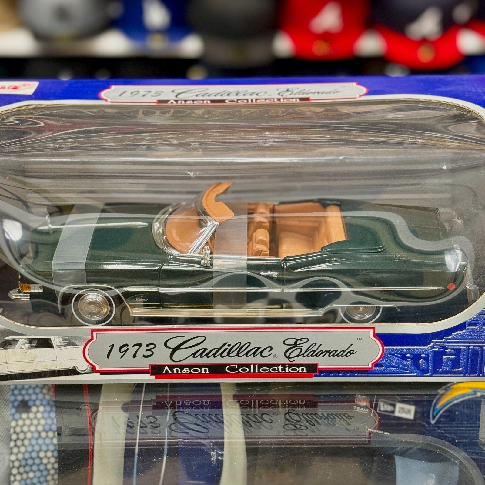 Anson Classics 1973 Cadillac Eldorado Open Top Green/Tan 1/18 Scale Diecast Model Car | New - Product Image