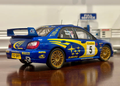 AUTOart 2001 Subaru WRX '#5 Burns Reid Rally Portugal' Blue 1/18 Scale Diecast Model Car - Product Image