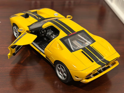 AUTOart 2004 Ford GT Yellow w/ Black Stripes 1/18 Scale Diecast Model Car | In Box - Product Image