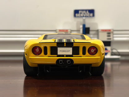 AUTOart 2004 Ford GT Yellow w/ Black Stripes 1/18 Scale Diecast Model Car | In Box - Product Image