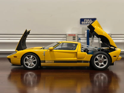 AUTOart 2004 Ford GT Yellow w/ Black Stripes 1/18 Scale Diecast Model Car | In Box - Product Image