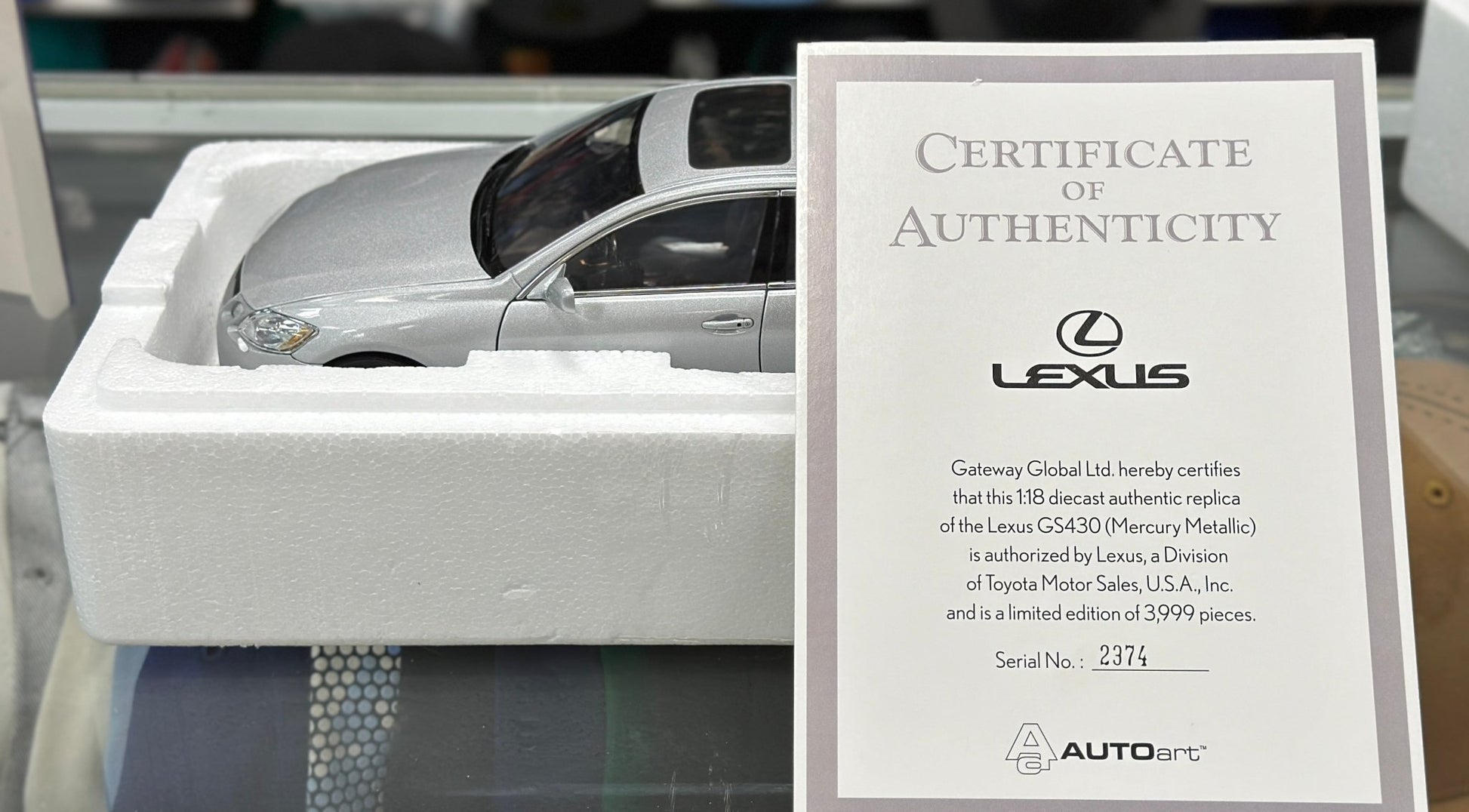 AUTOart 2006 Lexus GS430 Silver 1/18 Scale Diecast Model Car | New with Certificate - Product Image