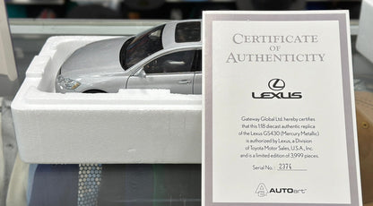 AUTOart 2006 Lexus GS430 Silver 1/18 Scale Diecast Model Car | New with Certificate - Product Image