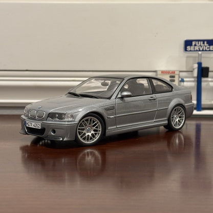 AUTOart BMW E46 M3 CSL Steel Grey Metallic 1/18 Scale Diecast Model Car - Product Image