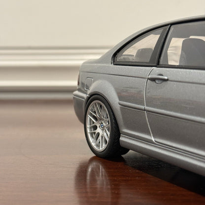 AUTOart BMW E46 M3 CSL Steel Grey Metallic 1/18 Scale Diecast Model Car - Product Image