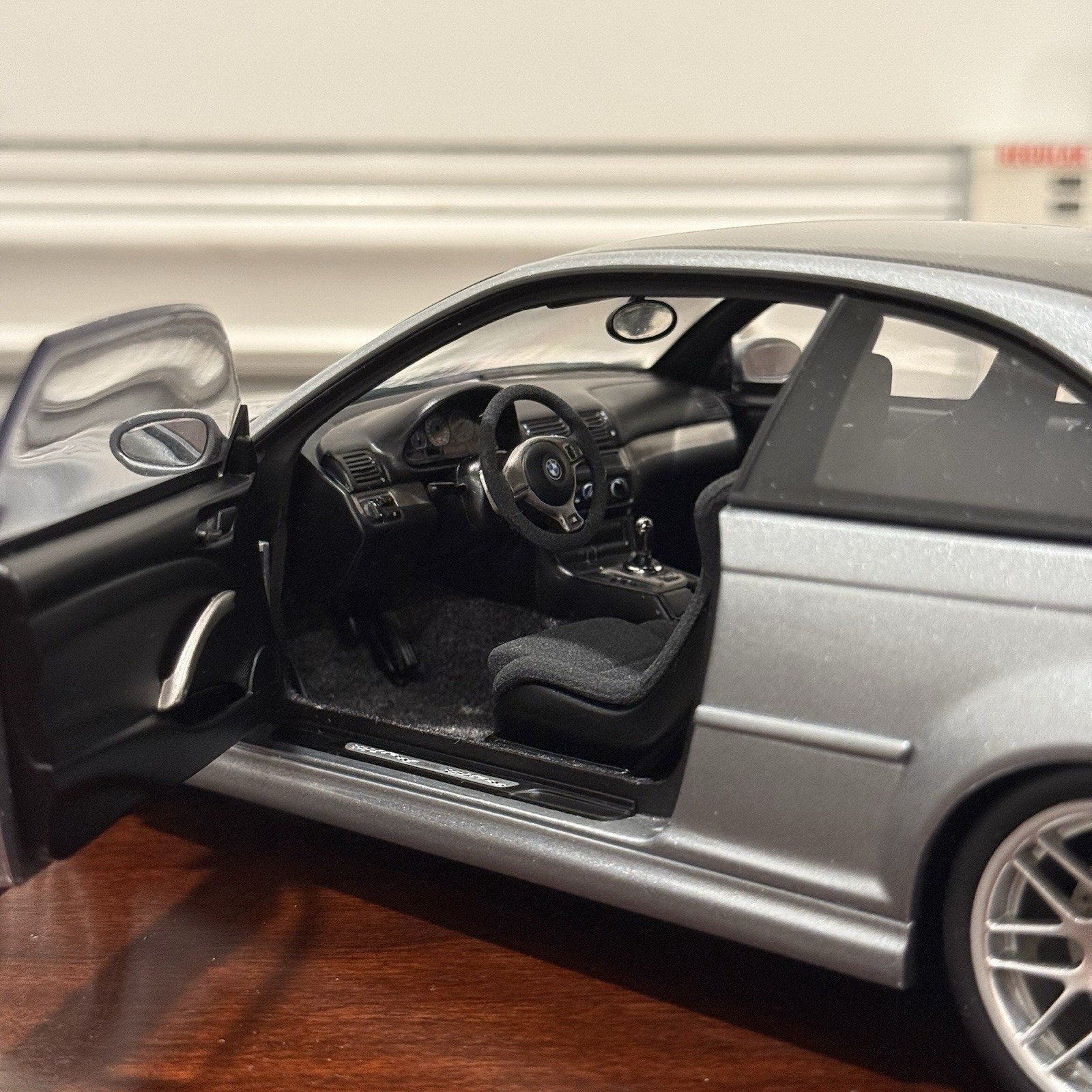 AUTOart BMW E46 M3 CSL Steel Grey Metallic 1/18 Scale Diecast Model Car - Product Image