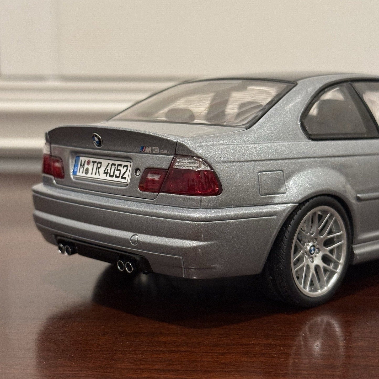 AUTOart BMW E46 M3 CSL Steel Grey Metallic 1/18 Scale Diecast Model Car - Product Image