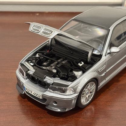 AUTOart BMW E46 M3 CSL Steel Grey Metallic 1/18 Scale Diecast Model Car - Product Image
