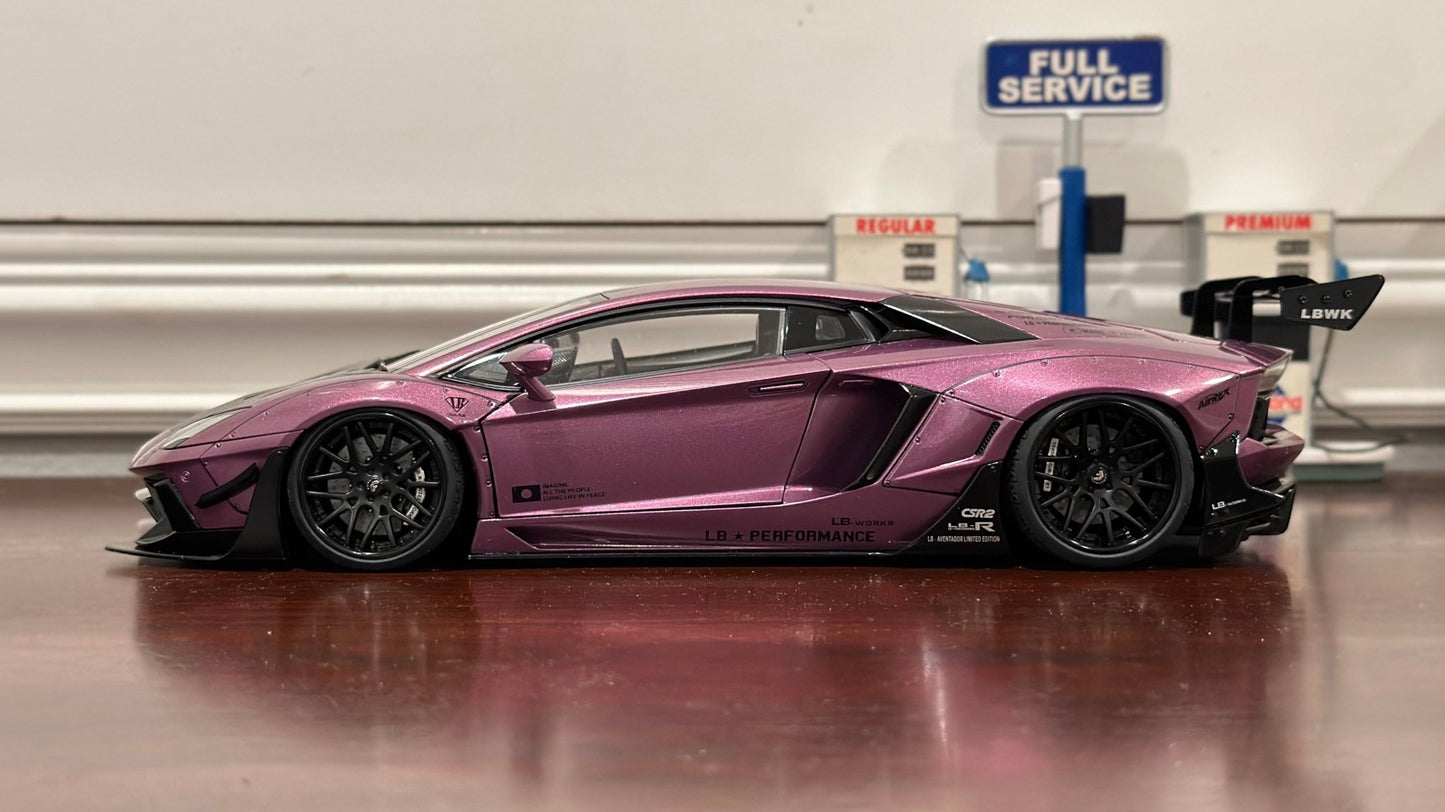 AUTOart Lamborghini Aventador 'Liberty Walk' SE30 Purple 1/18 Scale Diecast Model Car | In Box - Product Image