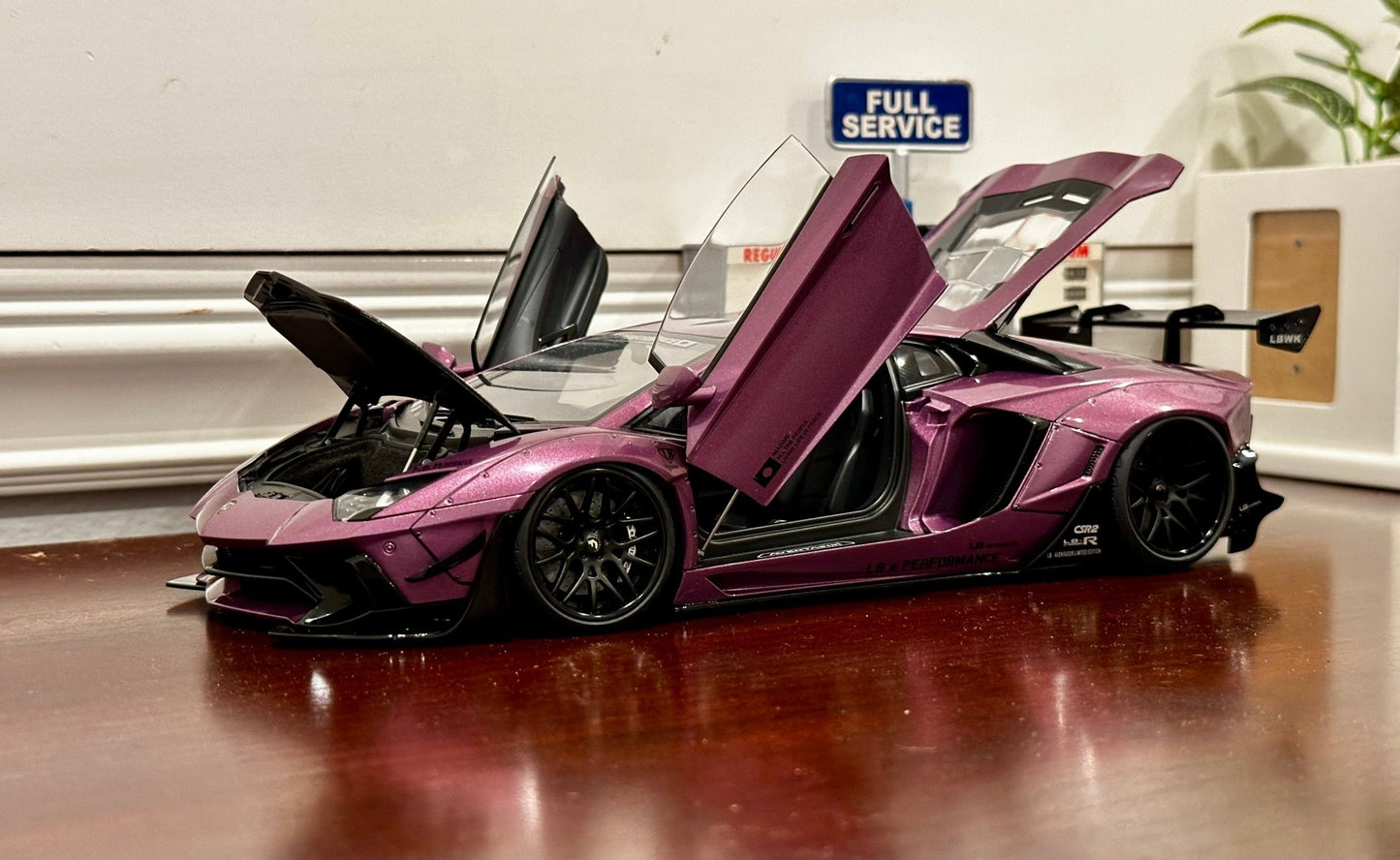 AUTOart Lamborghini Aventador 'Liberty Walk' SE30 Purple 1/18 Scale Diecast Model Car | In Box - Product Image