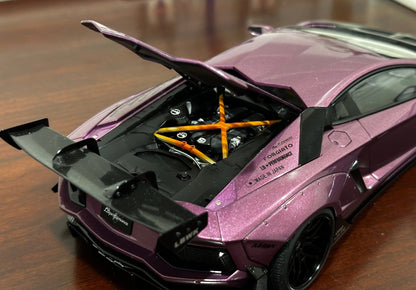 AUTOart Lamborghini Aventador 'Liberty Walk' SE30 Purple 1/18 Scale Diecast Model Car | In Box - Product Image