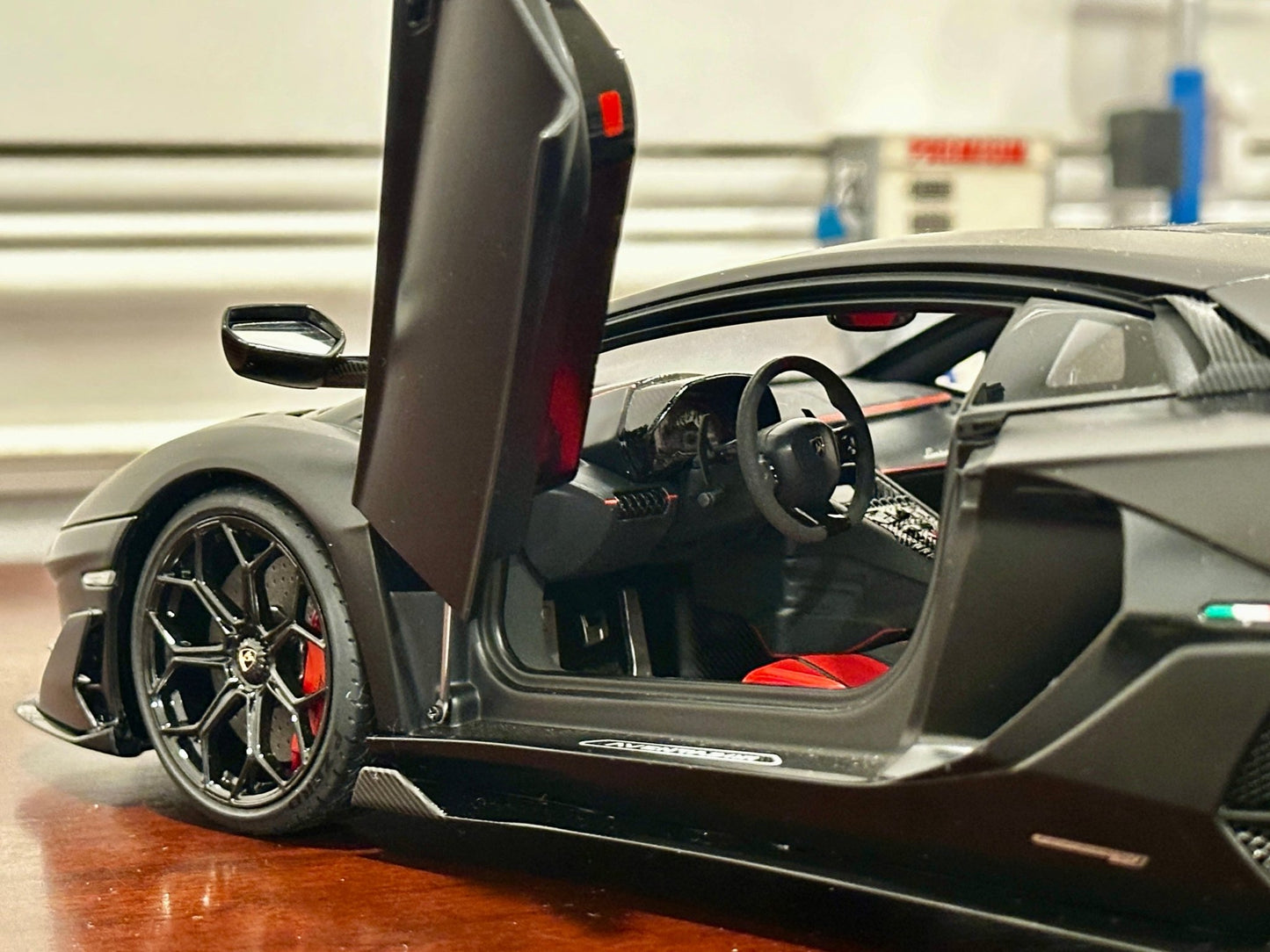 AUTOart Lamborghini Aventador SVJ 'Nero Nemesis' Black 1/18 Scale Diecast Model Car | In Box - Product Image