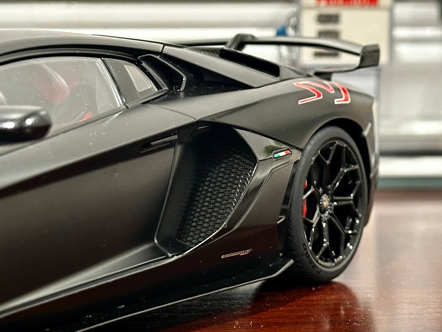 AUTOart Lamborghini Aventador SVJ 'Nero Nemesis' Black 1/18 Scale Diecast Model Car | In Box - Product Image