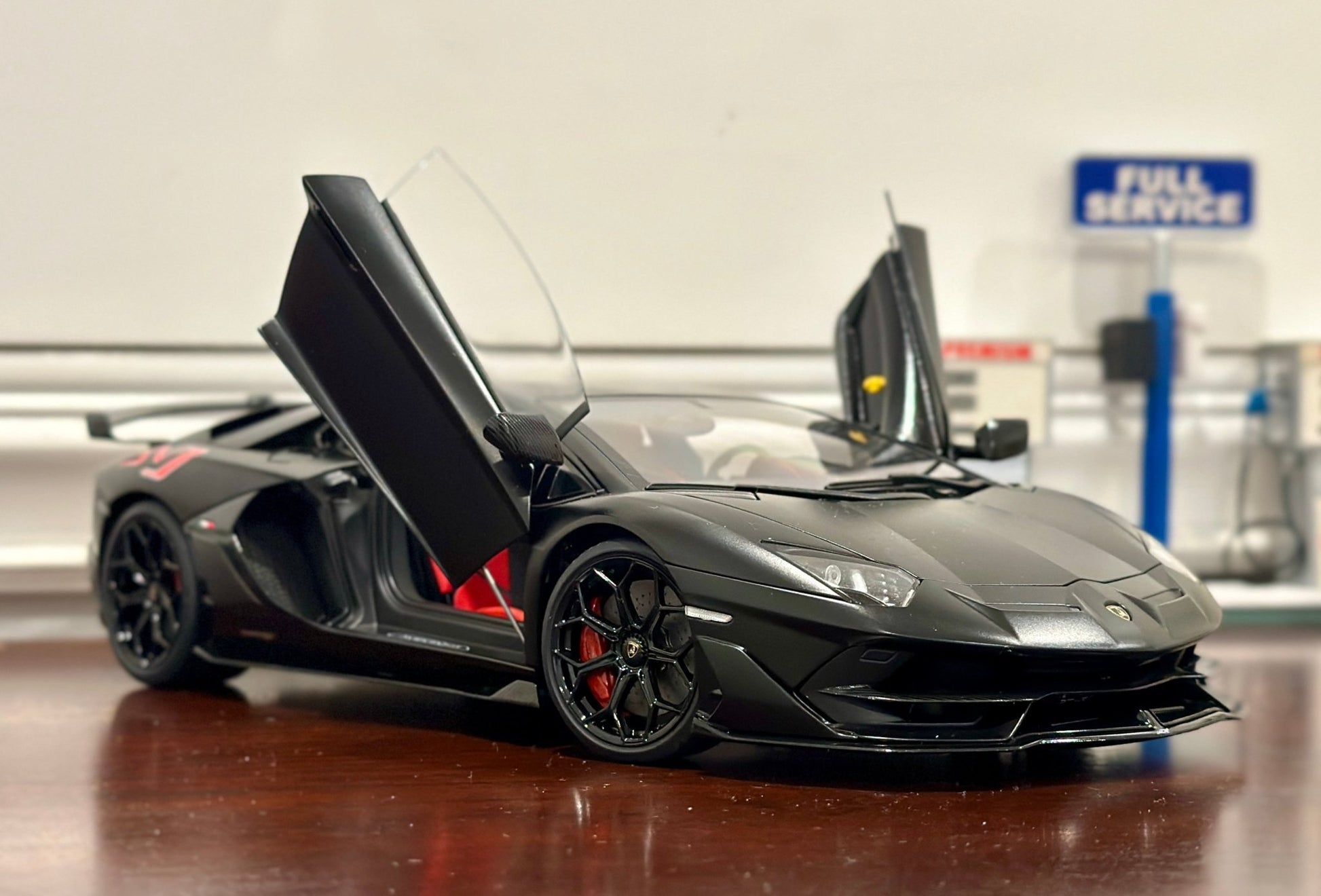 AUTOart Lamborghini Aventador SVJ 'Nero Nemesis' Black 1/18 Scale Diecast Model Car | In Box - Product Image