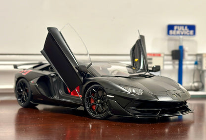 AUTOart Lamborghini Aventador SVJ 'Nero Nemesis' Black 1/18 Scale Diecast Model Car | In Box - Product Image