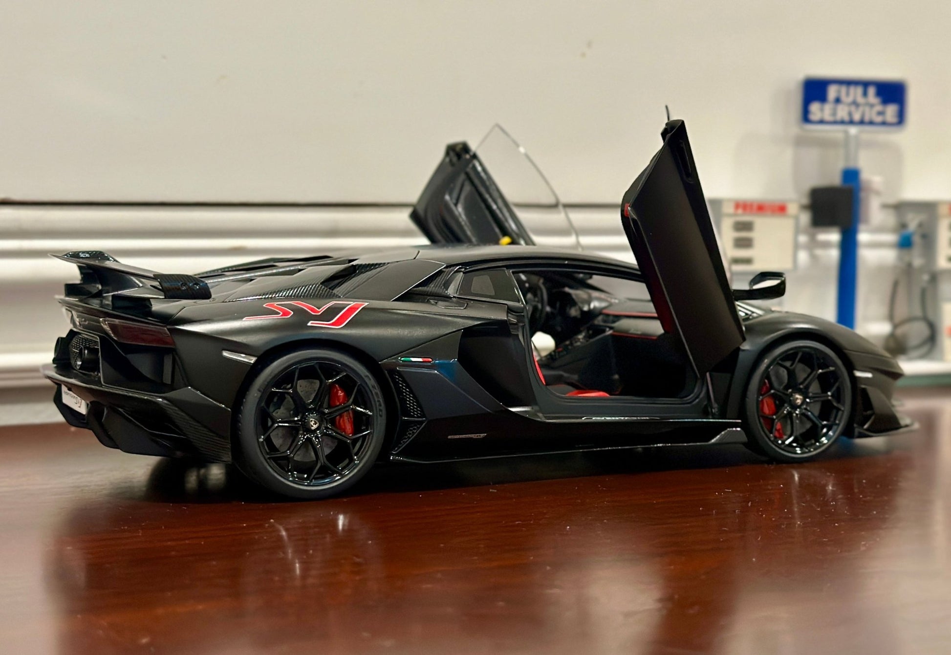 AUTOart Lamborghini Aventador SVJ 'Nero Nemesis' Black 1/18 Scale Diecast Model Car | In Box - Product Image