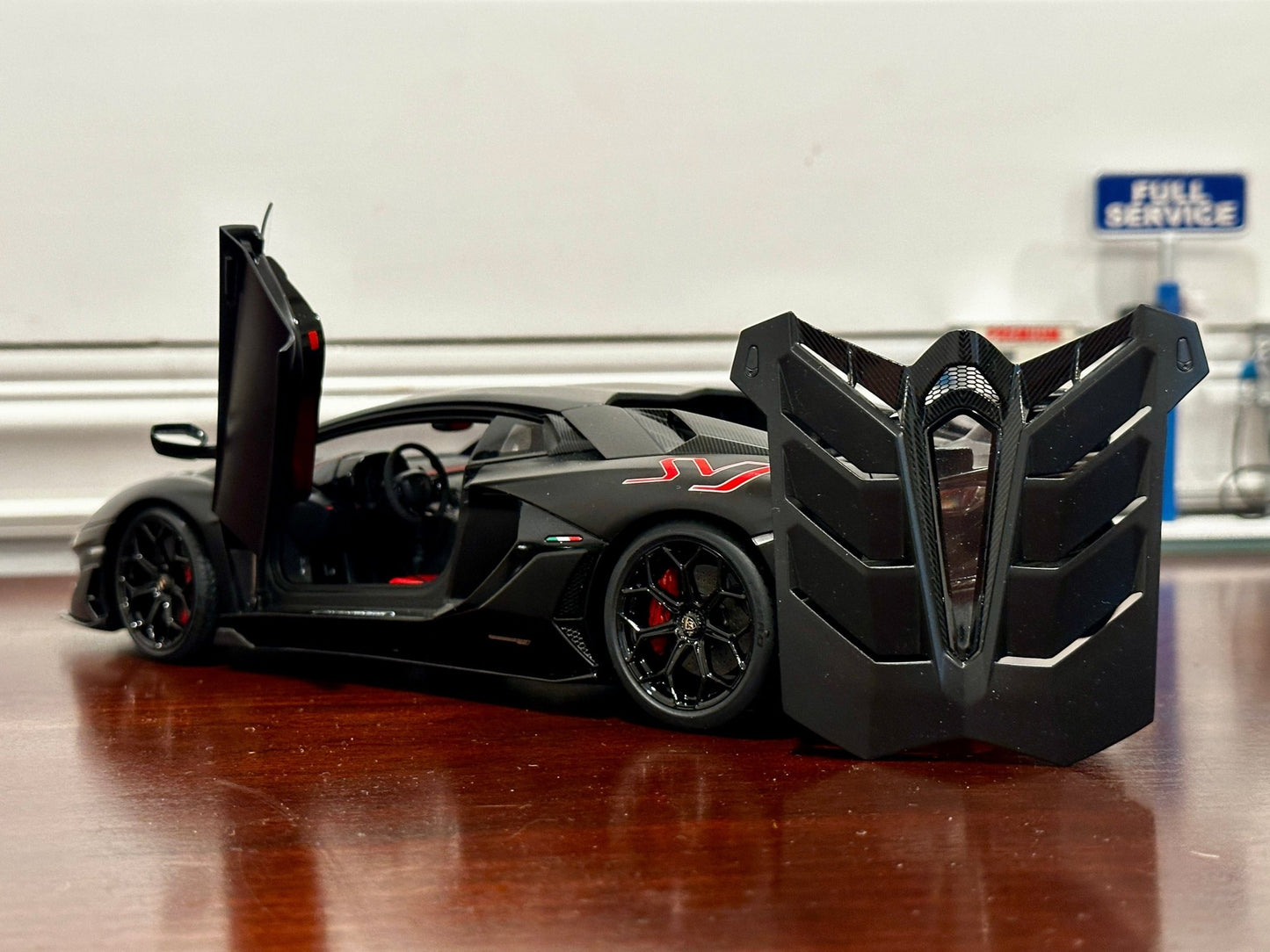 AUTOart Lamborghini Aventador SVJ 'Nero Nemesis' Black 1/18 Scale Diecast Model Car | In Box - Product Image