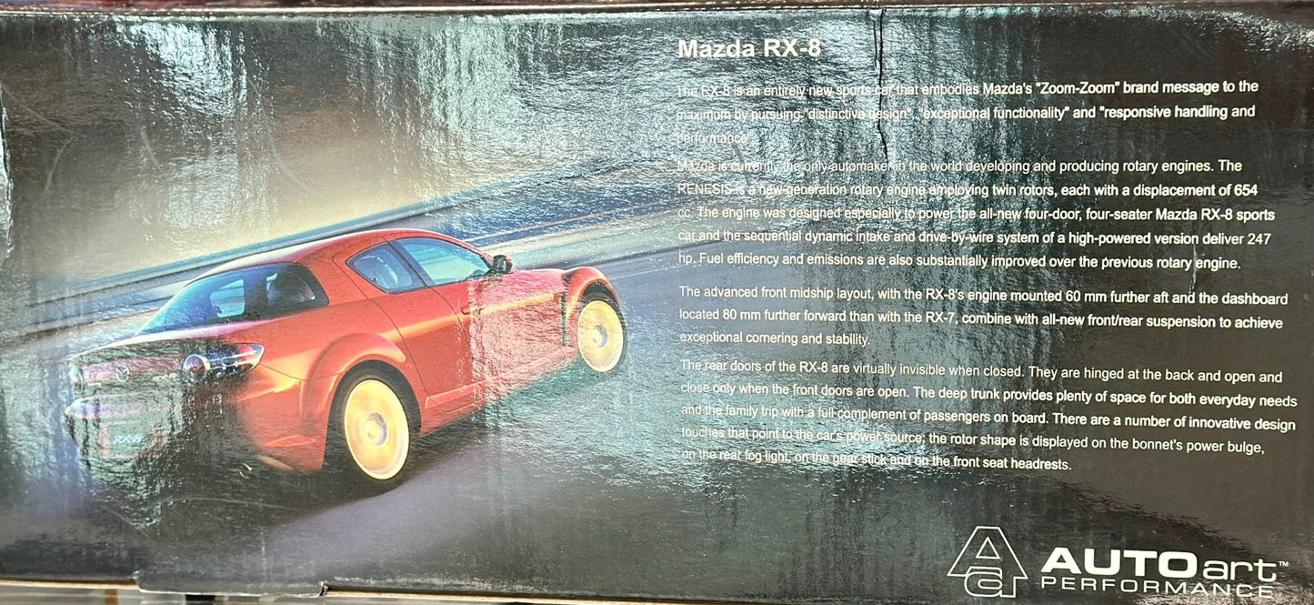 AUTOart Mazda RX8 Red 1/18 Scale Diecast Model Car | New - Product Image