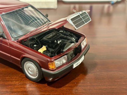 AUTOart Mercedes Benz 190E 2.0 Barolo Red 1/18 Scale Diecast Model Car - Product Image
