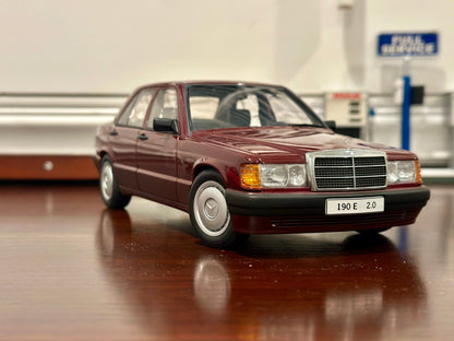 AUTOart Mercedes Benz 190E 2.0 Barolo Red 1/18 Scale Diecast Model Car - Product Image
