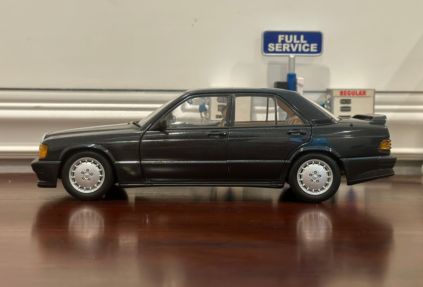 AUTOart Mercedes Benz 190E 2.3 Blue Black 1/18 Scale Diecast Model Car - Product Image