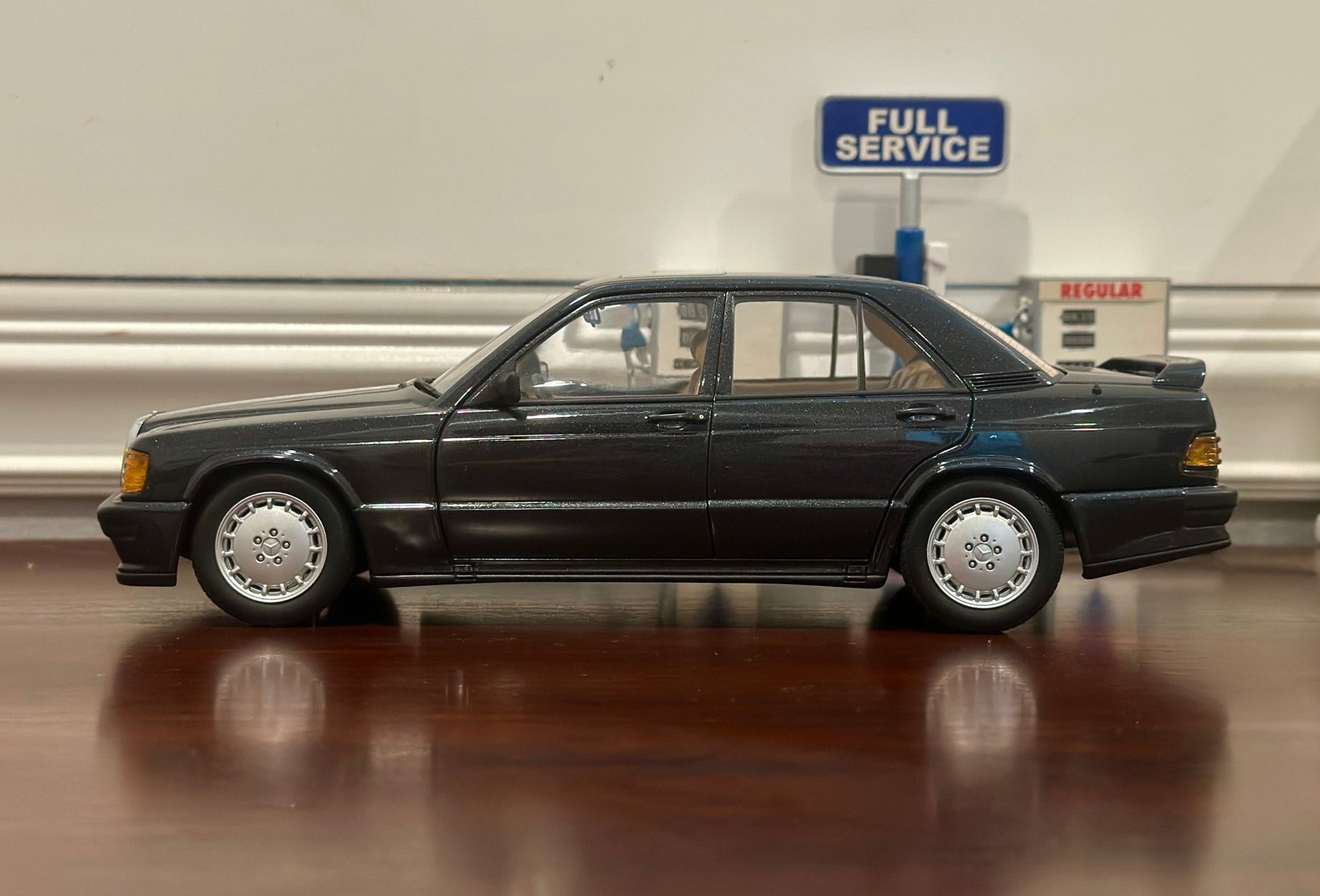 AUTOart Mercedes Benz 190E 2.3 Blue Black 1/18 Scale Diecast Model Car - Product Image