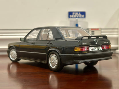 AUTOart Mercedes Benz 190E 2.3 Blue Black 1/18 Scale Diecast Model Car - Product Image