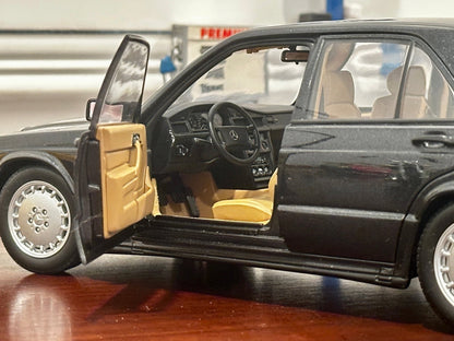 AUTOart Mercedes Benz 190E 2.3 Blue Black 1/18 Scale Diecast Model Car - Product Image