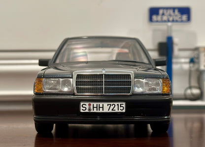AUTOart Mercedes Benz 190E 2.3 Blue Black 1/18 Scale Diecast Model Car - Product Image