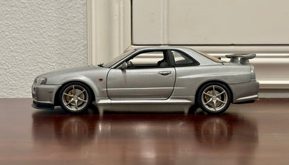 AUTOart Nissan R34 GTR Dark Gray 1/18 Scale Diecast Model Car - Product Image