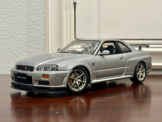 AUTOart Nissan R34 GTR Dark Gray 1/18 Scale Diecast Model Car - Product Image