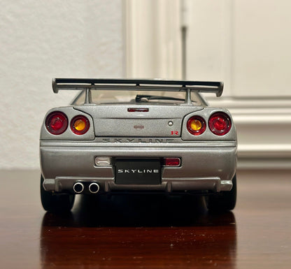 AUTOart Nissan R34 GTR Dark Gray 1/18 Scale Diecast Model Car - Product Image