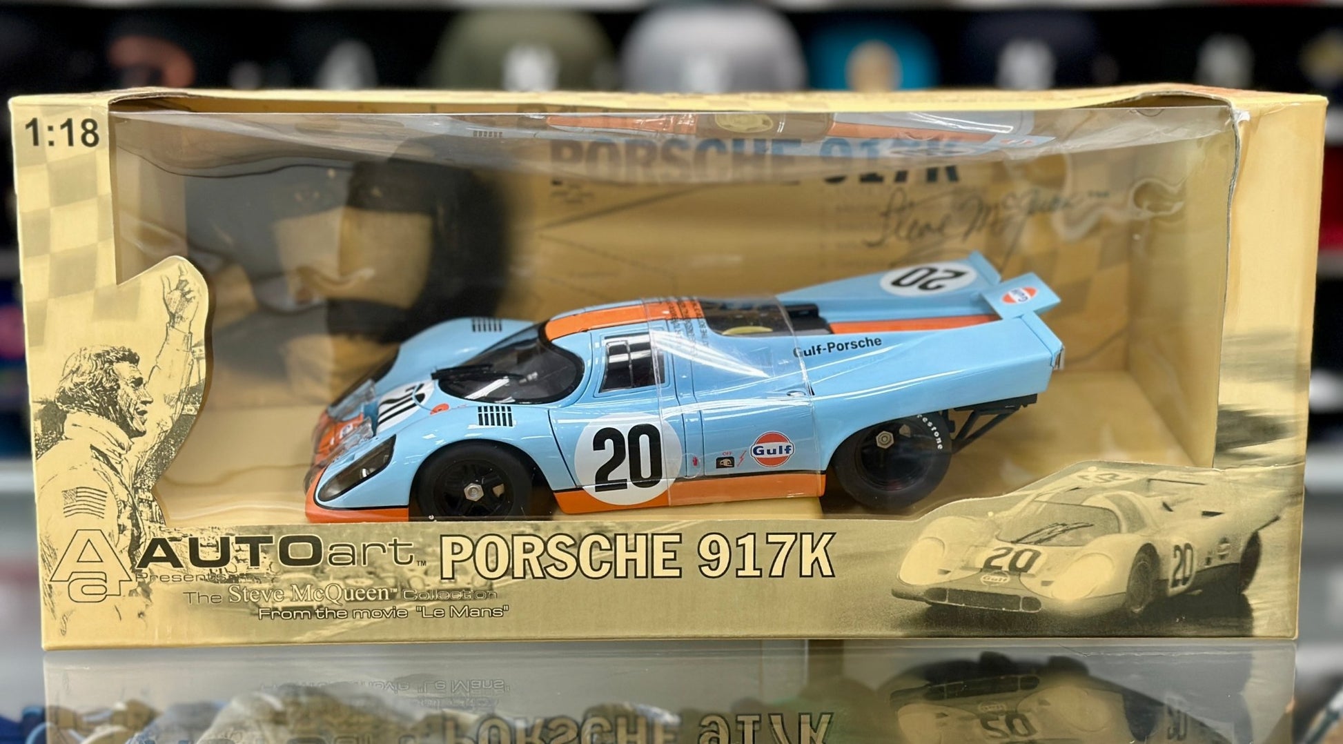 AUTOart Porsche 917 'Steve Mcqueen Edition' Gulf Blue 1/18 Scale Diecast Model Car | New - Product Image