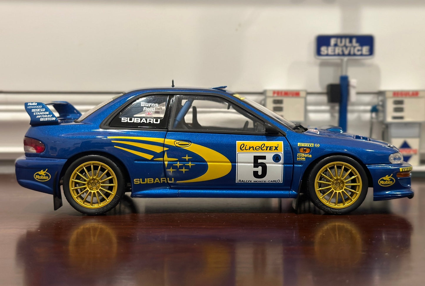 AUTOart Subaru Impreza '#5 Burns Reid Rally Monte Carlo' Blue 1/18 Scale Diecast Model Car - Product Image