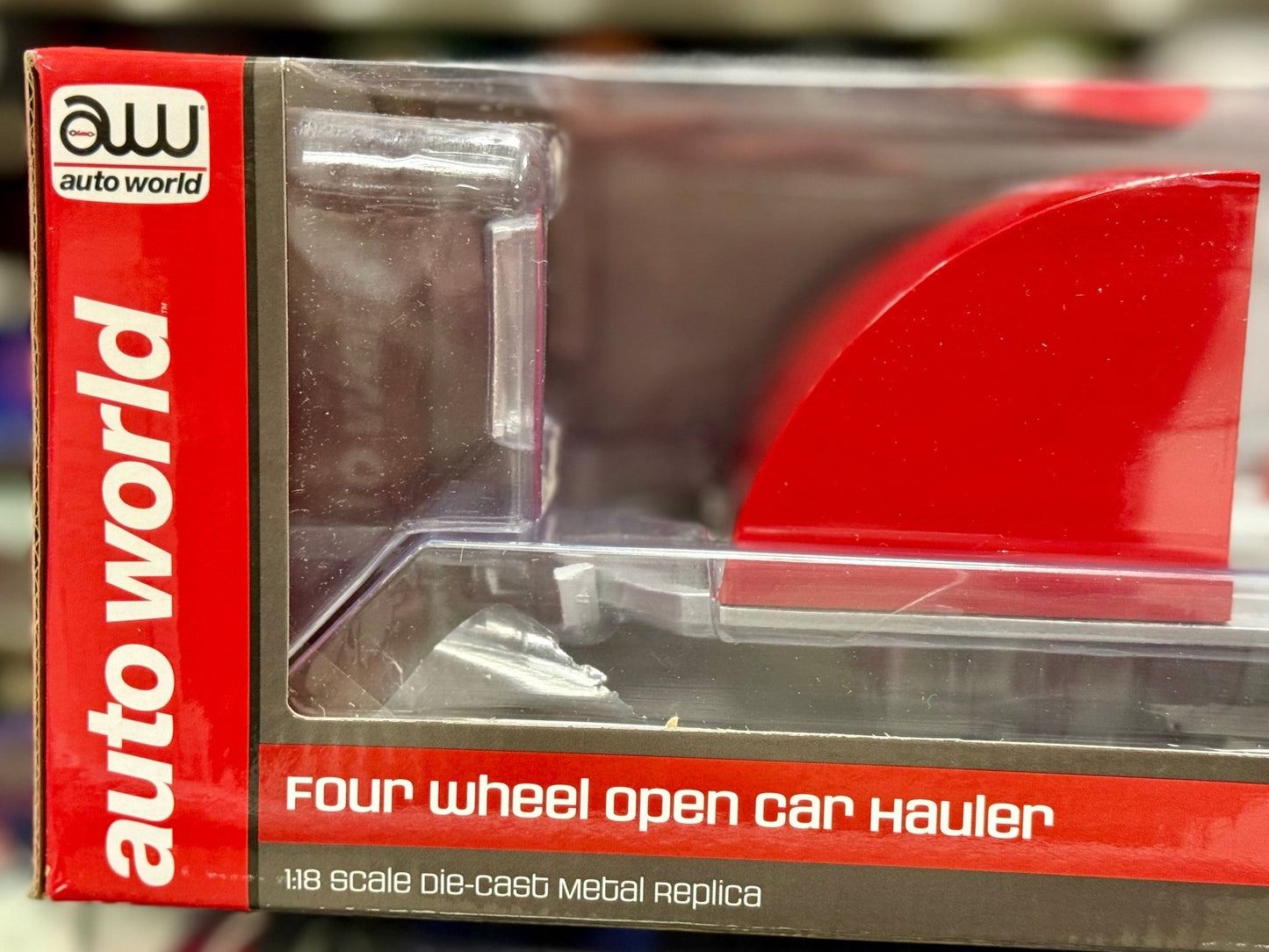 Autoworld American-Muscle Auto Transport Trailer Red/Silver 1/18 Scale Diecast Model | New - Product Image
