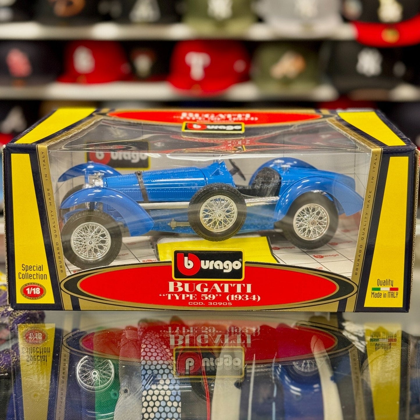 Bburago 1934 Bugatti Type-59 Blue 1/18 Scale Diecast Model Car | New - Product Image