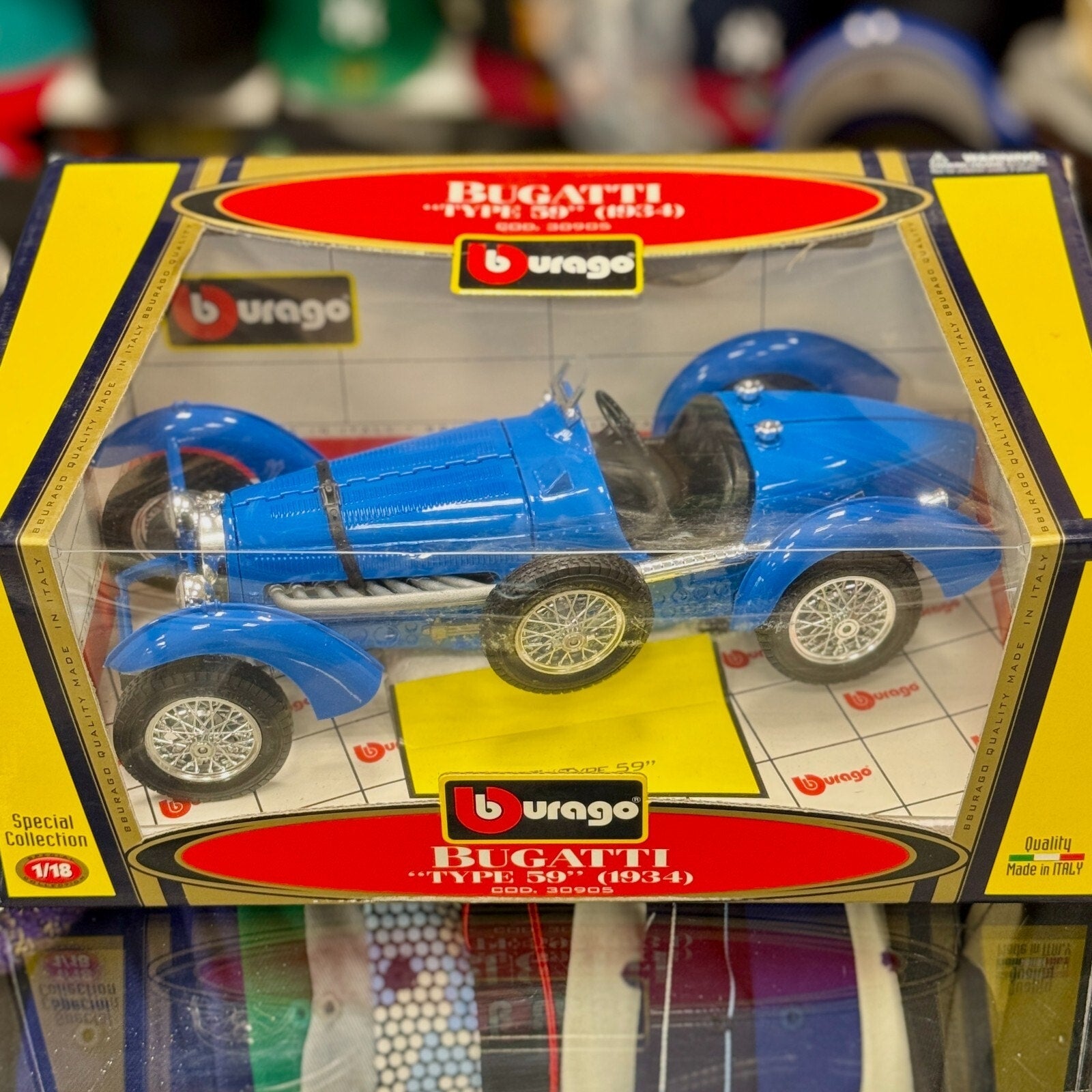 Bburago 1934 Bugatti Type-59 Blue 1/18 Scale Diecast Model Car | New - Product Image