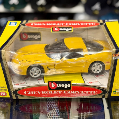 Bburago 1997 Chevrolet Corvette Yellow 1/18 Scale Diecast Model Car | New - Product Image