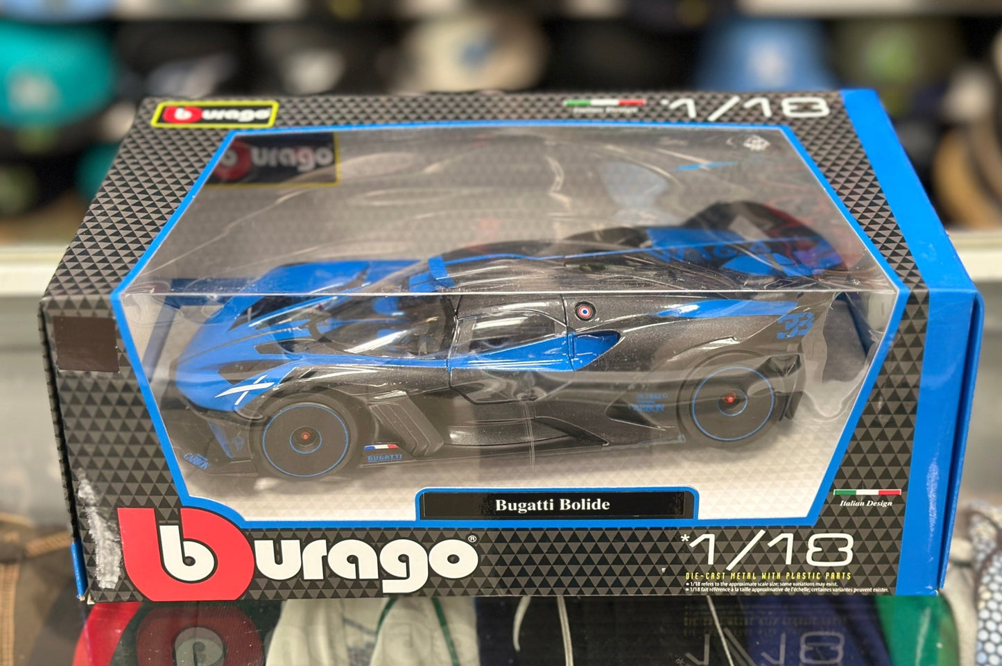 Bburago Bugatti Bolide Blue 1/18 Scale Diecast Model Car | New - Product Image