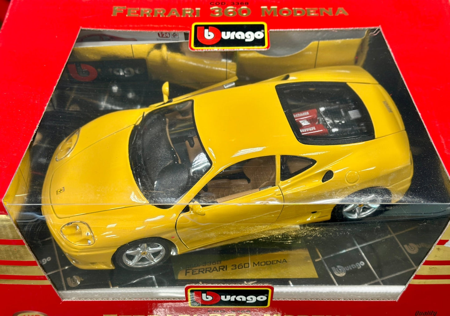 Bburago Ferrari 360 Modena Yellow 1/18 Scale Diecast Model Car - Product Image